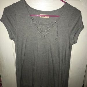 Gray lace up shirt
